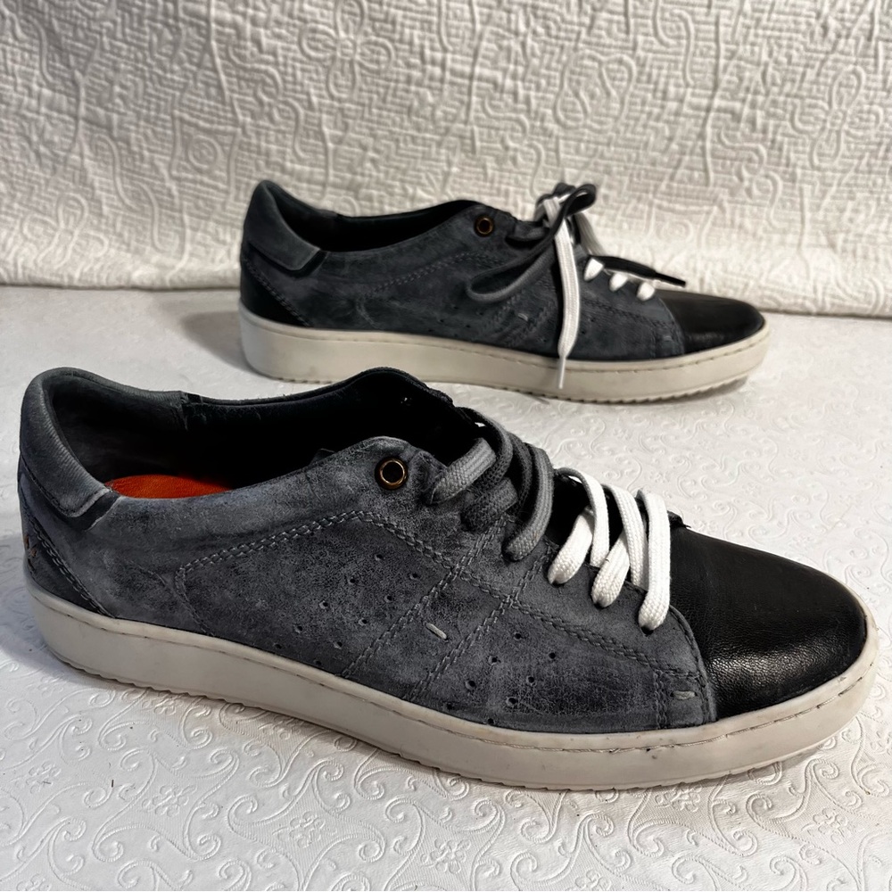 Roan by Bed Stu Men Henson Grey Black Leather Shoes Size 8 Sneakers Casual Kicks